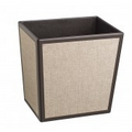 Faux Leather Rectangular Wastebasket (Linen on Chocolate)